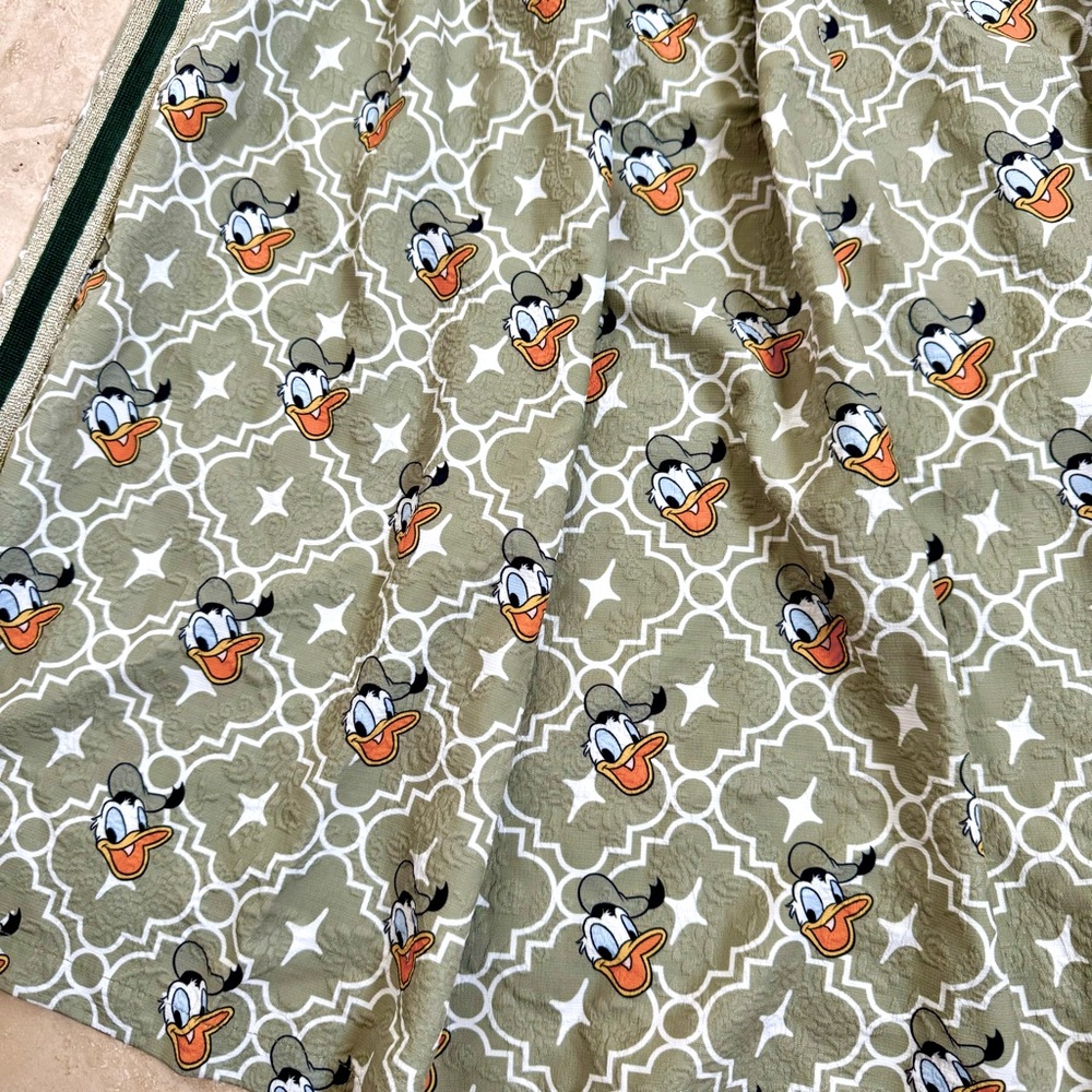 Disney x Elfsack Donald Duck Maxi Skirt Moss Green Tapestry Metallic Stripes